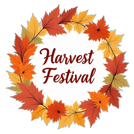 floral, wreath, words, harvest transparent PNG cut-out