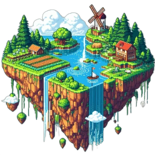 building, pixel art, concept art, fantasy art transparent PNG cut-out
