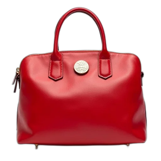 red, leather, handbag, shiny transparent PNG cut-out