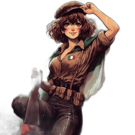 staff, weapon, jacket, hat transparent PNG cut-out