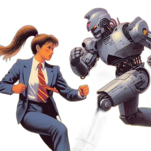 robot, concept art, cyberpunk, comic book art transparent PNG cut-out