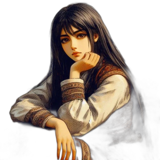face, jewelry, fantasy art, oil painting transparent PNG cut-out