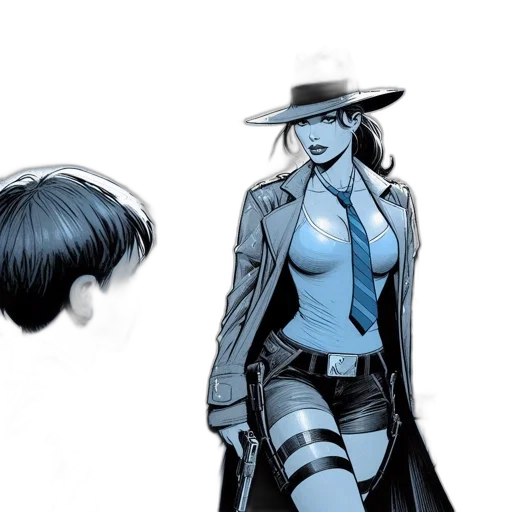 hat, comic book art, concept art, blue transparent PNG cut-out