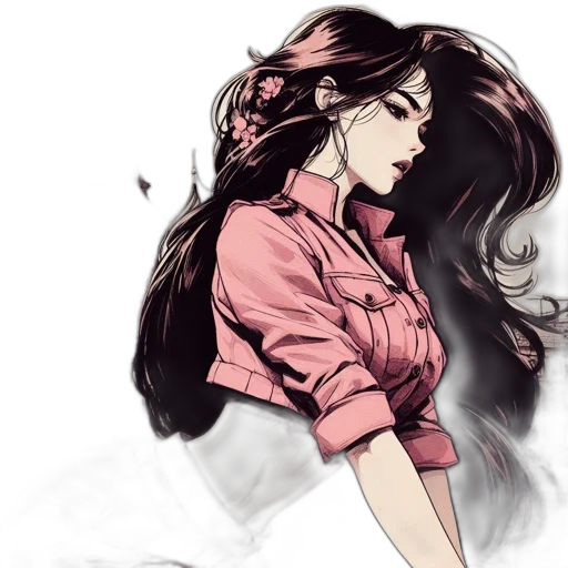dress, hair, comic book art, watercolor transparent PNG cut-out