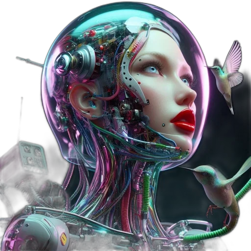 robot, face, cyberpunk, concept art transparent PNG cut-out