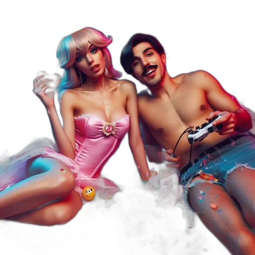 concept art, vaporwave, fantasy art, photorealistic transparent PNG cut-out