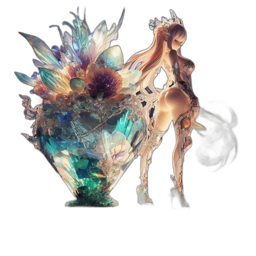 dragon, hair, dress, crown transparent PNG cut-out
