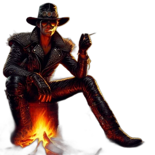 jacket, staff, hat, weapon transparent PNG cut-out