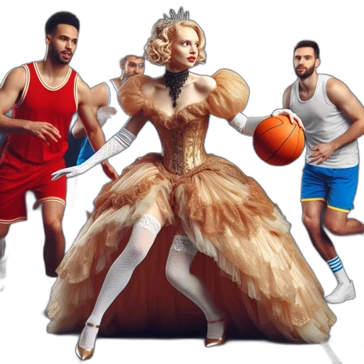 dress, basketball, scene, three transparent PNG cut-out