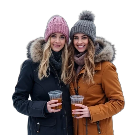 hat, jacket, snow, earth tones transparent PNG cut-out