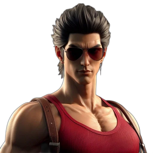 face, jacket, weapon, 3d render transparent PNG cut-out