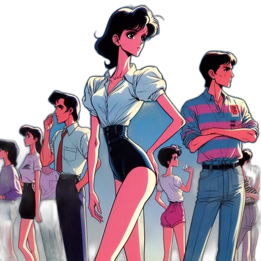 dress, comic book art, concept art, vaporwave transparent PNG cut-out