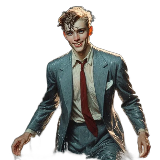 jacket, face, creature, staff transparent PNG cut-out