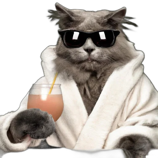 anthropomorphized, cat, wears, sunglasses transparent PNG cut-out