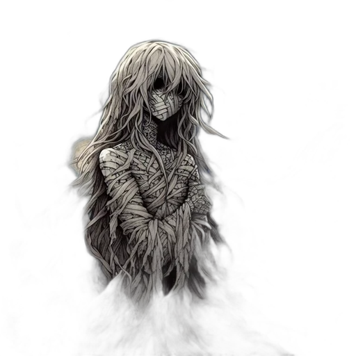creature, hair, mask, dress transparent PNG cut-out