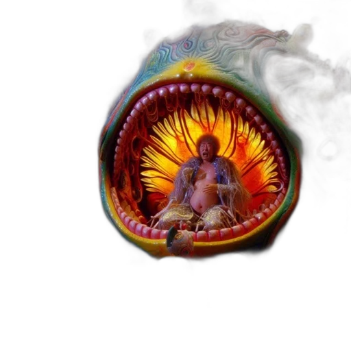 dragon, creature, mask, staff transparent PNG cut-out