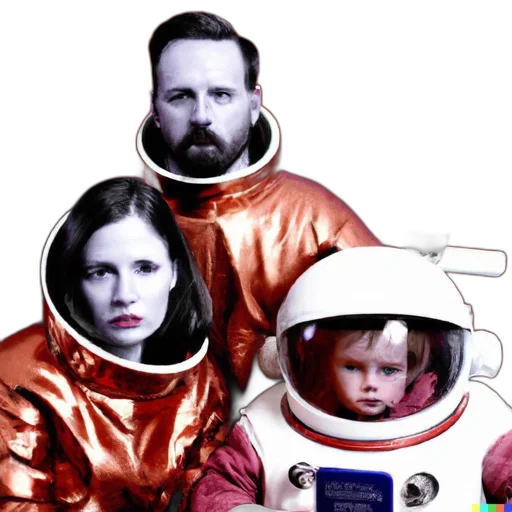 outer space, three, characters, woman transparent PNG cut-out