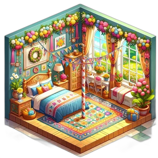 furniture, 3d render, pixel art, concept art transparent PNG cut-out