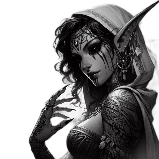 fantasy art, concept art, comic book art, pencil sketch transparent PNG cut-out