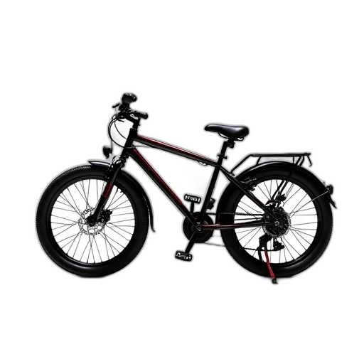 photorealistic, black, red, bicycle transparent PNG cut-out