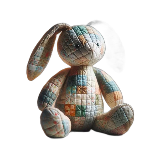 3d render, plush, bunny, toy transparent PNG cut-out