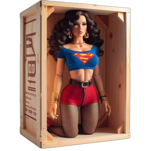 comic book art, concept art, 3d render, doll transparent PNG cut-out