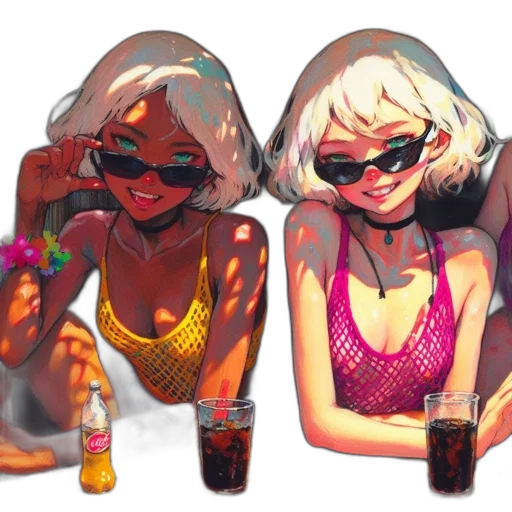 concept art, cyberpunk, vaporwave, watercolor transparent PNG cut-out