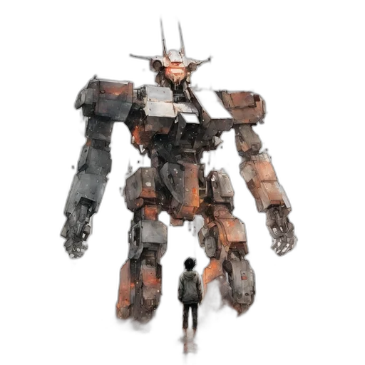 robot, weapon, concept art, 3d render transparent PNG cut-out