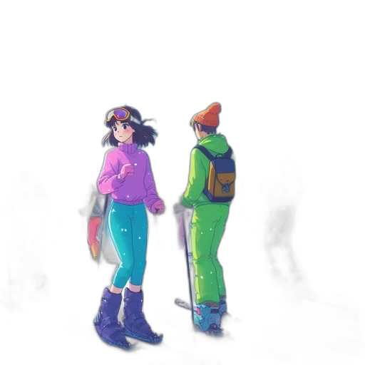 jacket, hat, staff, robot transparent PNG cut-out