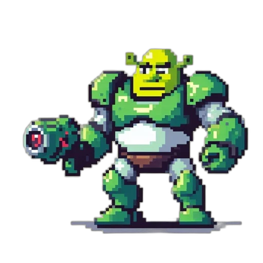 robot, weapon, pixel art, concept art transparent PNG cut-out