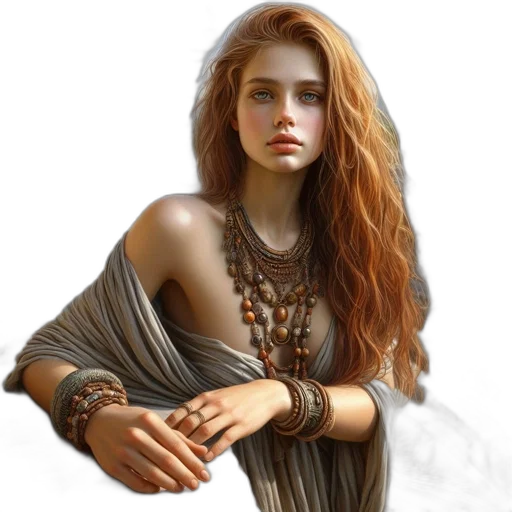 jewelry, dress, face, fantasy art transparent PNG cut-out