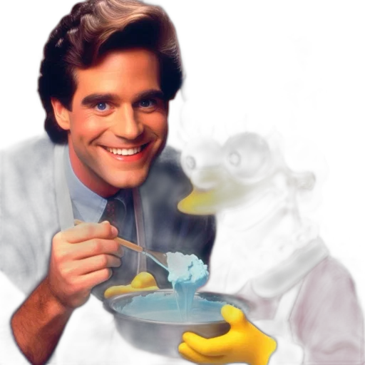 food, robot, vaporwave, photorealistic transparent PNG cut-out