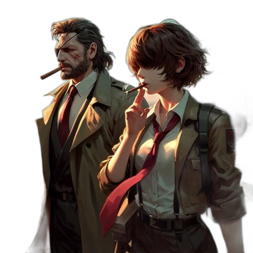 jacket, staff, concept art, cyberpunk transparent PNG cut-out