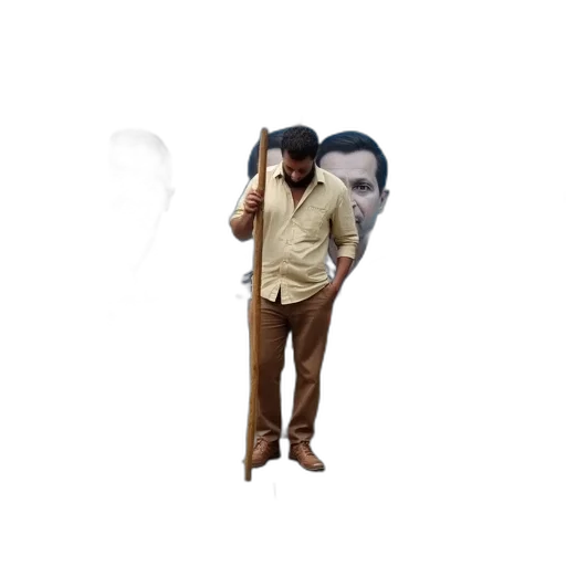 staff, jacket, mask, umbrella transparent PNG cut-out