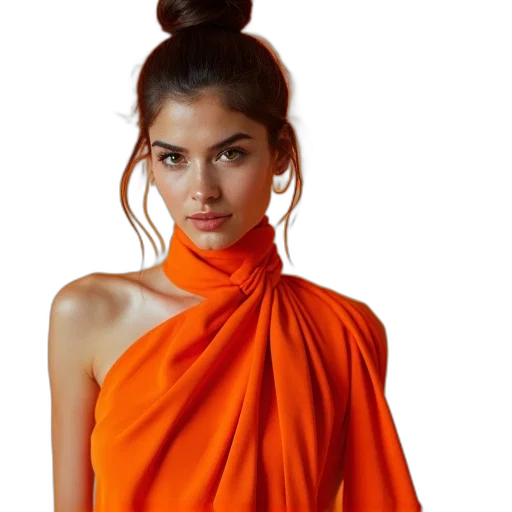 dress, hair, jewelry, photorealistic transparent PNG cut-out