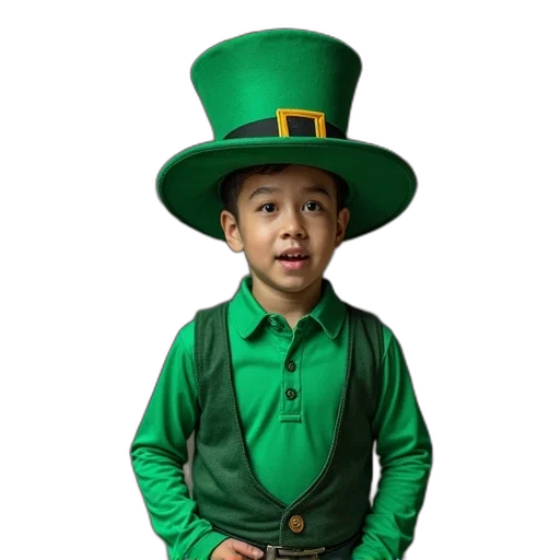 hat, staff, green, shamrock transparent PNG cut-out