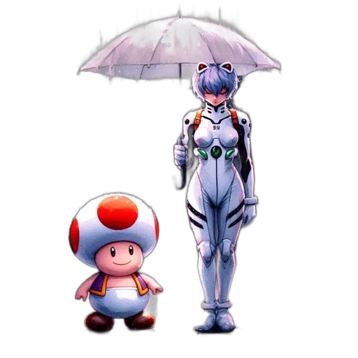 umbrella, robot, dress, concept art transparent PNG cut-out