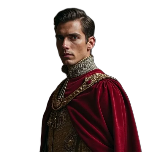 crown, jacket, face, staff transparent PNG cut-out