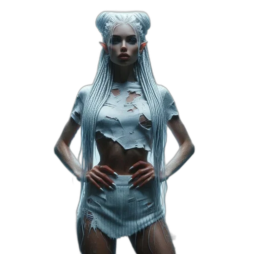 dress, creature, concept art, 3d render transparent PNG cut-out