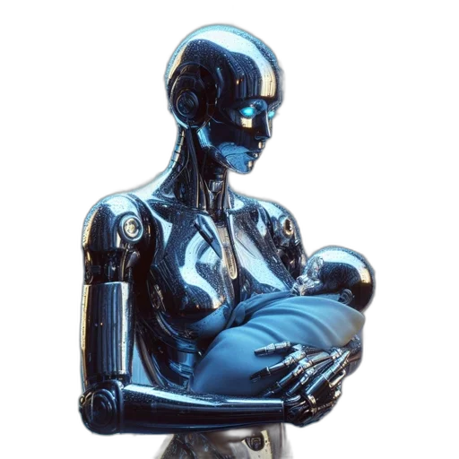 robot, concept art, cyberpunk, 3d render transparent PNG cut-out