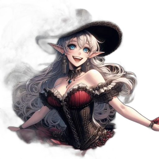 dress, staff, dragon, hat transparent PNG cut-out