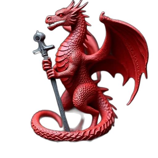 dragon, staff, sword, fantasy art transparent PNG cut-out