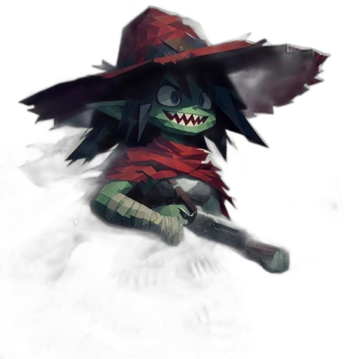 hat, staff, mask, creature transparent PNG cut-out
