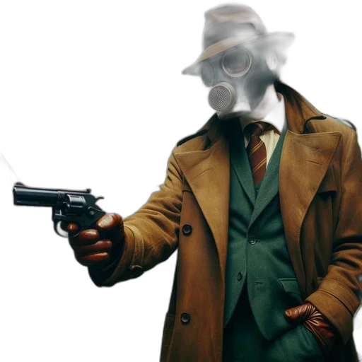 mask, jacket, robot, weapon transparent PNG cut-out