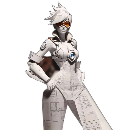 robot, dress, concept art, 3d render transparent PNG cut-out