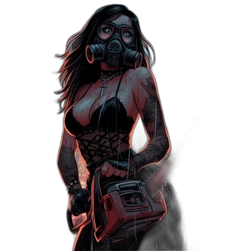 dress, comic book art, concept art, cyberpunk transparent PNG cut-out
