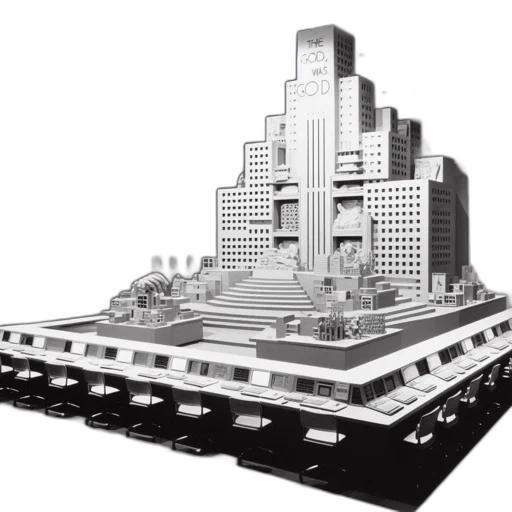 building, robot, crown, 3d render transparent PNG cut-out