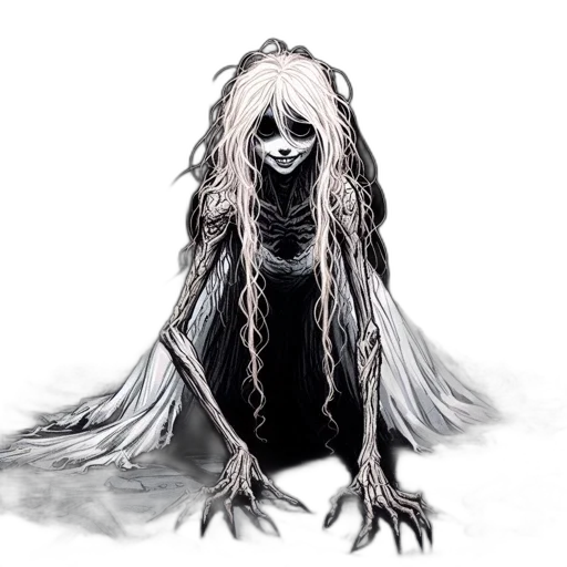 creature, hair, mask, staff transparent PNG cut-out