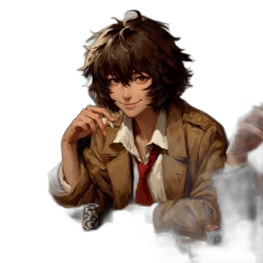 jacket, face, weapon, staff transparent PNG cut-out