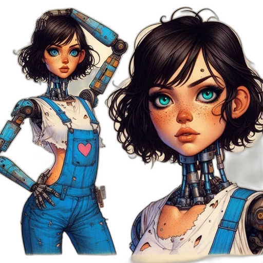 robot, concept art, comic book art, fantasy art transparent PNG cut-out